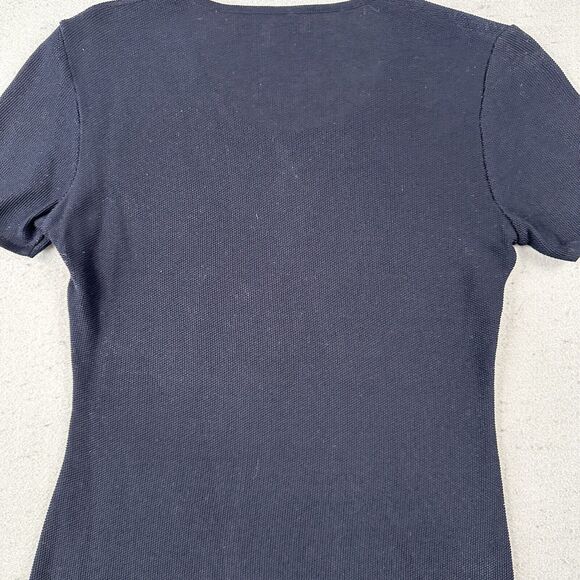 Worldly Things Styltricot‎ Knit Top Women’s 6 Navy Blue Short Sleeve Scoop Neck - Picture 16 of 16